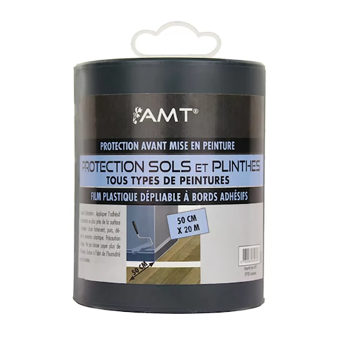 Film Plastique Dépliable de Protection à Bords Adhésifs Sols et Plinthes AMT - 50cmx20m (RO29)